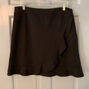 Black faux wrap skirt